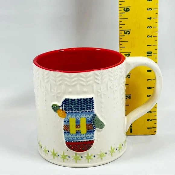 Anthropologie Coffee Tea Mug Bundled Up Monogram Letter H - Picture 6 of 7